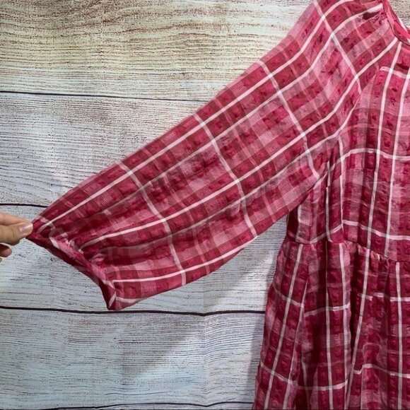 NWT Madewell Pink Plaid Babydoll Dress Size Small - Picture 7 of 14